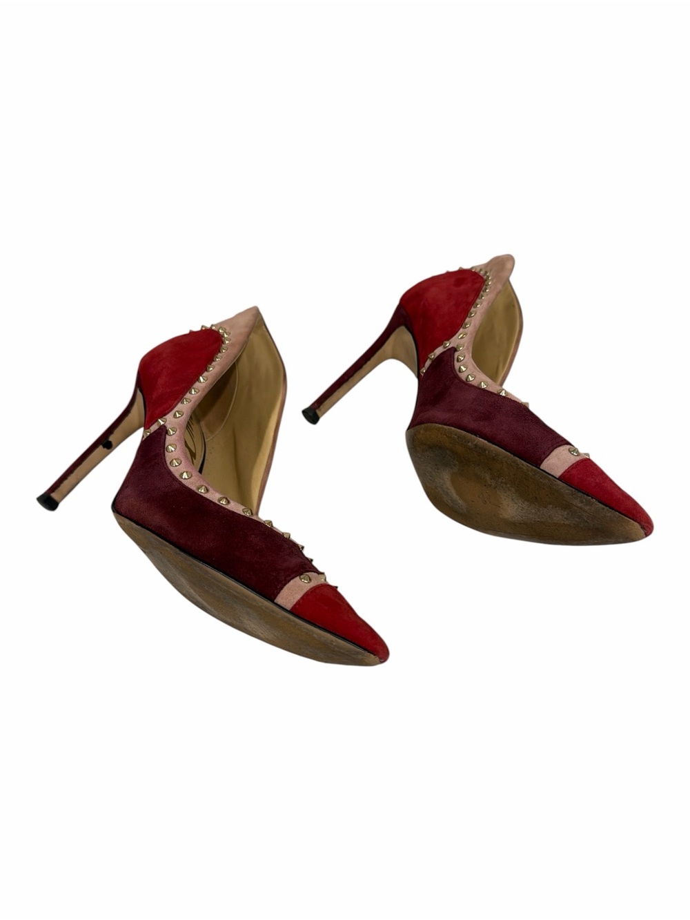 Sam Edelman Studded Suede Pumps Size 7.5 Burgundy Red Blush Stiletto Heels - Picture 7 of 7